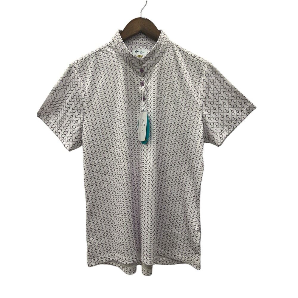 Greg Norman Womens XL Play Dry Polo Shirt Purple/White Geometric